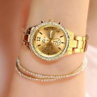 Reloj De Pulsera De Cuarzo Para Mujer Reloj De Moda Con Diamantes Cristal Oro Plata Reloj De Mano Oculta Estilo Casual - details 1