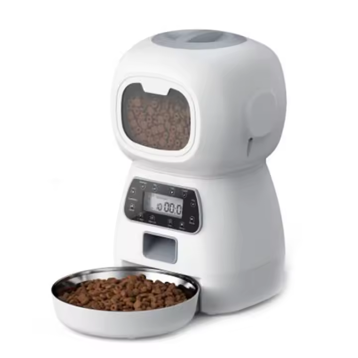 Dispensador de Comida Seca para Gatos Perros Dispensador Automático de 3,5 L con Ventana Visible Grabadora con Función de Memoria - 1