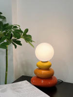 Lámpara De Mesa LED De Cerámica En Naranja/Azul/Castaño Para Dormitorio Escritorio Iluminación De Ambiente Luz Nocturna Decoración De Habitación Estilo Moderno - details 1