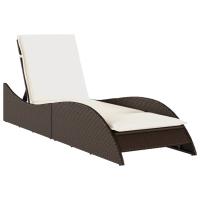 vidaXL Tumbona con cojín ratán sintético 60x205x73 cm Negro, Marrón, Gris Sillas de Exterior Ideal para jardín, playa, piscina, terraza Tumbona Piscina Tumbonas Playa Tumbonas Jardín Exterior - details 4