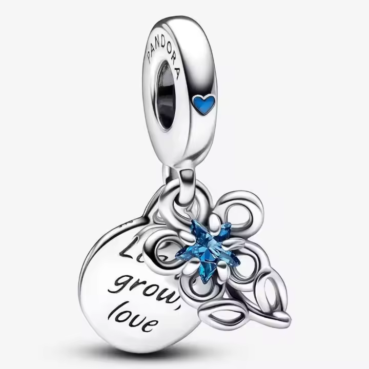 Pandora Charm de Colgante en Plata de Lei Flores florecientes 2 en 1 792293C01,Incluye Caja Original - 1