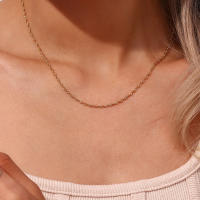 Collar De Acero Inoxidable Plateado En Oro Para Mujer Estilo Simple Cadena Clavícula Joyería Femenina Exquisita Adorno Metálico - details 2