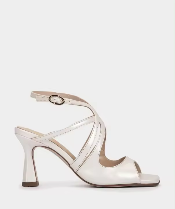 Pedro Miralles Sandalias de tacón de piel en color blanco nacarado. modelo ATRANI en tonos Blancos. Hecho a mano en España. - 1