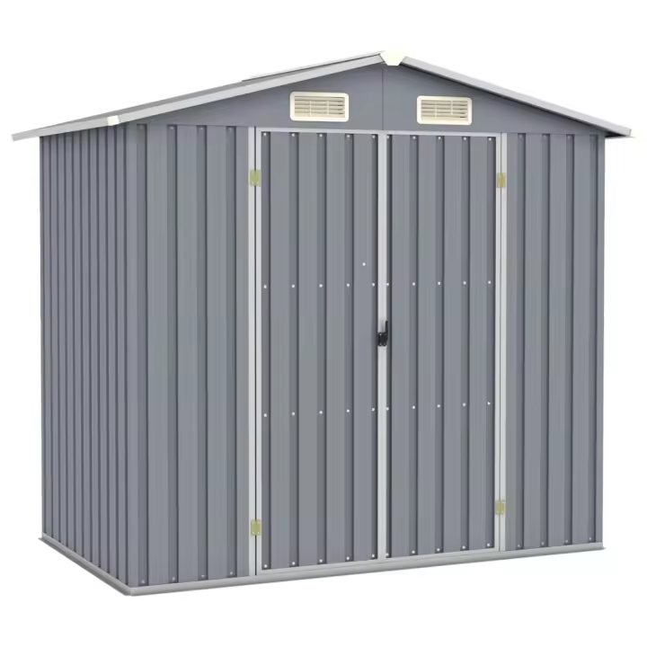 vidaXL Cobertizo de jardín acero galvanizado gris 205x129x183 cm - 1