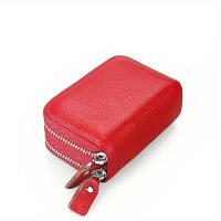 Cartera Pequeña De Cuero Genuino Para Mujer Con Cierre De Cremallera Y Bloqueo RFID Porta Tarjetas De Crédito Caso De Reposición - details 8