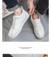 Zapatillas Blancas Para Hombre 2024 Moda Primavera Casual Con Cordones Punta Redonda Planas Zapatos Deportivos Ajuste Talla Normal - details 8