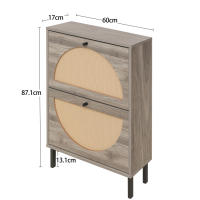 Zapatero vintage gris con dos Puertas, Puerta semicircular intercambiable trasera y surface de Trinquete, longitudinal 60 cm con panel posterior, ajustado para Escenas Como entradas. - details 2