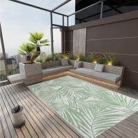 vidaXL Alfombra de Exterior PP 190x290 cm Jardín Patio Terraza Balcón Color green leaf pattern,  verde,  Verde y mas - details 2