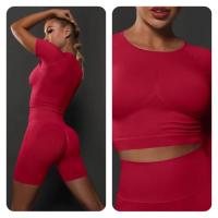 SSITO Nuevo conjunto de Pantalones cortos de manga cortos de Yoga de color sólido de melalgodón sin costura para correr, deportes y Fitness conjunto de Dos piezas - details 33