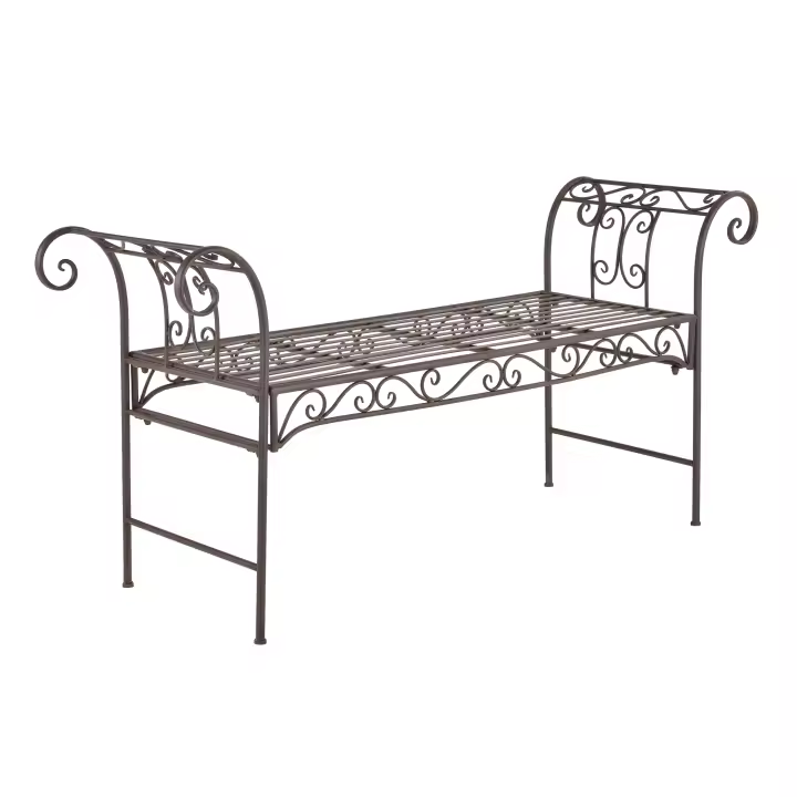 Banco de Jardín Cossila - 70 x 147 x 46 cm -  Metal - Hasta 200 kg - Marrón [en.casa]® - 1