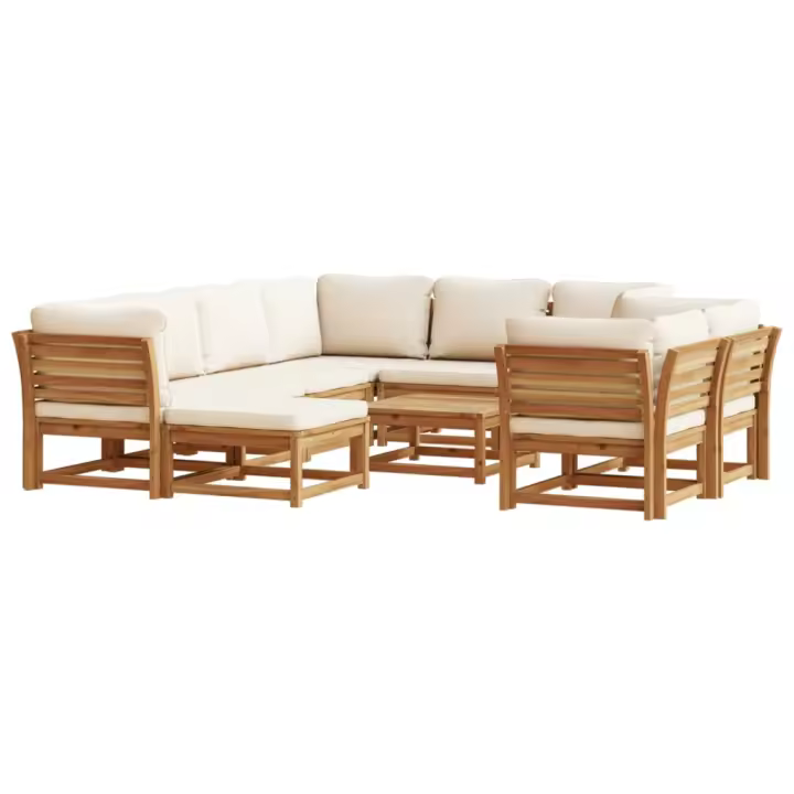 Juego muebles Jardín 10 pzas con los muebles de madera maciza Acacia - 1