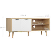 HOMCOM Mueble para TV Moderno Mesa para TV de Salón con 2 Puertas y 2 Estantes de Almacenaje para Televisores de hasta 46" para Dormitorio 110x39x48,8 cm Natural y Blanco - details 2