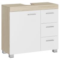 Mueble bajo lavabo para baño blanco, 3 cajones, 2 compartimentos, apto para lavabos de pie, con pedestal - details 8