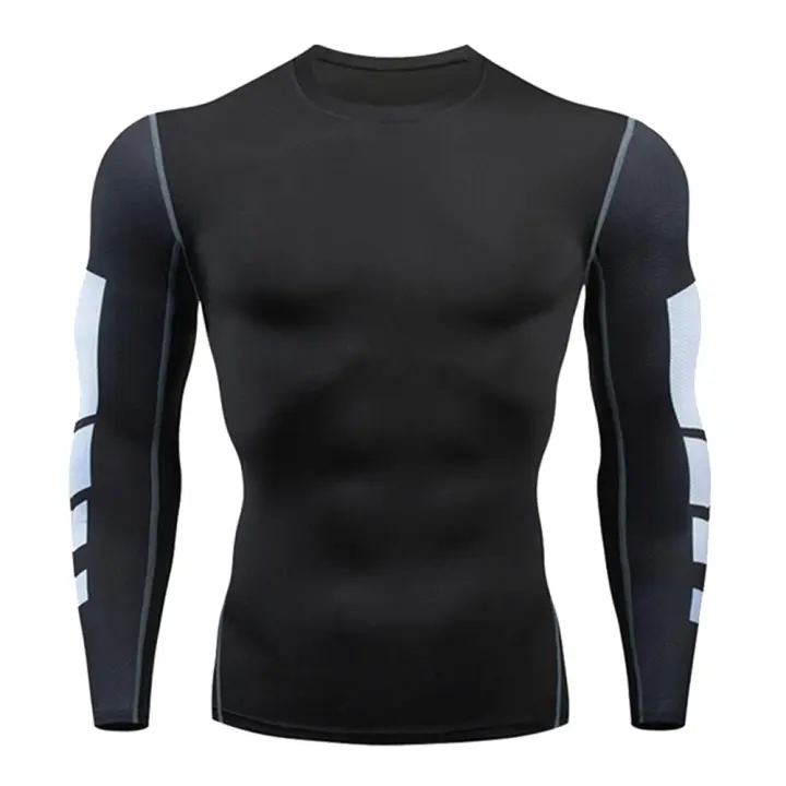 Camiseta De Gimnasio Para Hombre Manga Larga Secado Rápidojersey De Boxeo Verano Pantalones De Compresión Tiras De Leggings Rashguard T-shirt Ajustada - 1