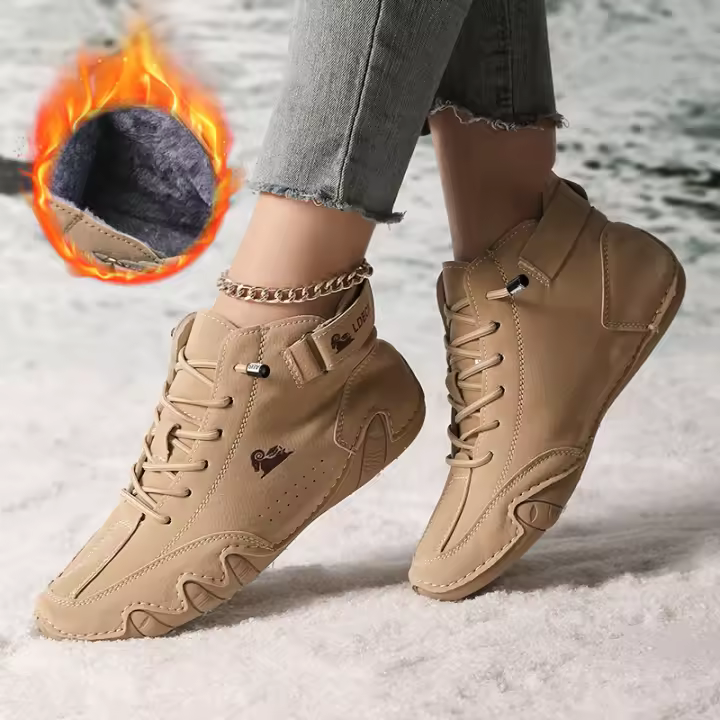 Botas De Invierno Para Mujer Impermeables Cómodas Y Calientes Con Peluche De Lana Microfibra De Cuero Botas Cortas Casuales - 1