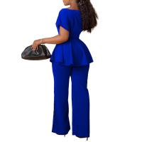 Conjunto De Pantalones Y Blusa Elegante Para Mujer Traje De Oficina Con Cinturón Alto Ajustado Ropa Trasera Larga Estilo Recto - details 35