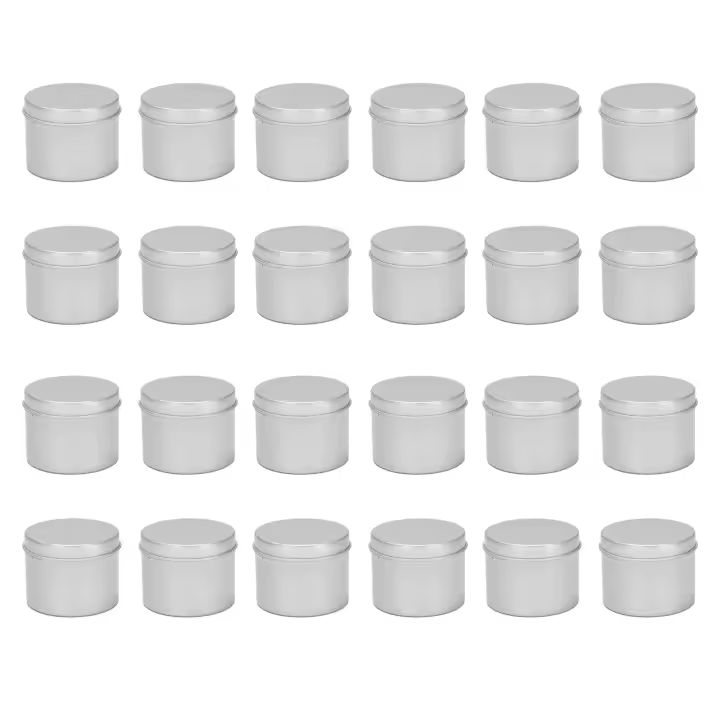 Caja de latas de Metal redondas, tarro de aluminio negro, almacenamiento, olla vacía, latas lisas, contenedor de cosméticos de crema, paquete de 24 - 1