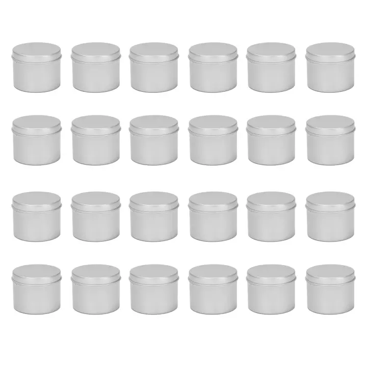 Caja de latas de Metal redondas, tarro de aluminio negro, almacenamiento, olla vacía, latas lisas, contenedor de cosméticos de crema, paquete de 24 - 1