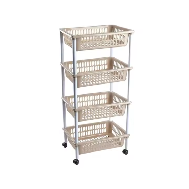 Modelo de depósito verdulero PLFT con Rueda 4 Cesta 85x40x30 cm, Carritos portaobjetos multiusos para organizar los Espacios domésticos, organizador de Cocina y Hogar - 1