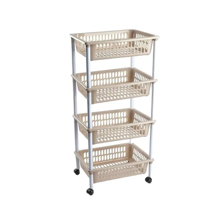 Modelo de depósito verdulero PLFT con Rueda 4 Cesta 85x40x30 cm, Carritos portaobjetos multiusos para organizar los Espacios domésticos, organizador de Cocina y Hogar - 1