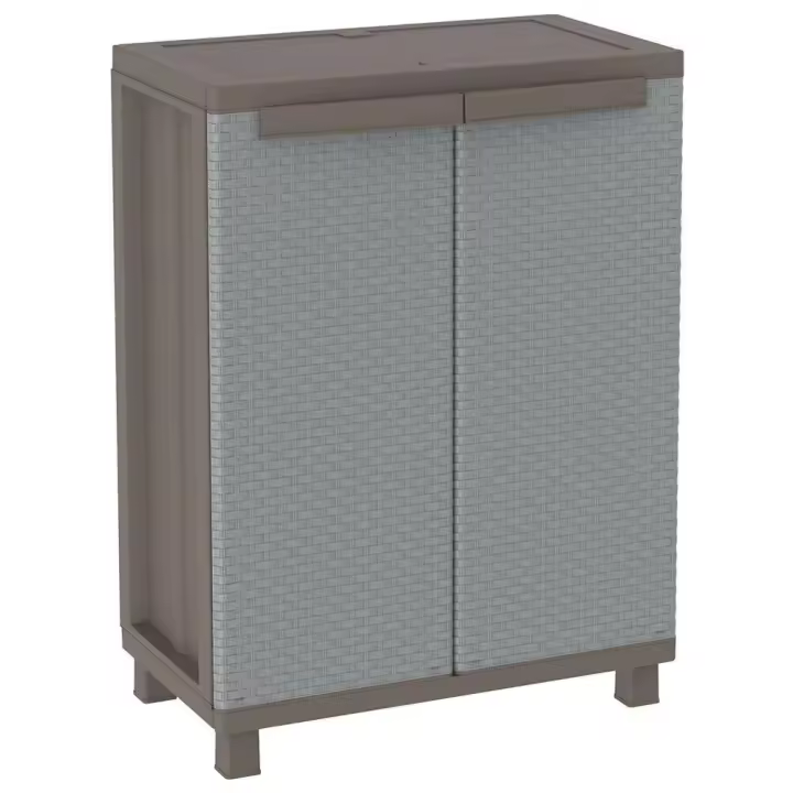 Jobgar Armario de Resina J-Rattan Bajo - Organización del Hogar - Puertas con Acabado en Ratán - 1