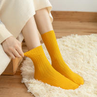 10Pares De Calcetines Largos De Algodón Para Mujer Estilo Retro Otoño Invierno Color Sólido Negro Rosa Para Estudiantes Y Jóvenes - details 3