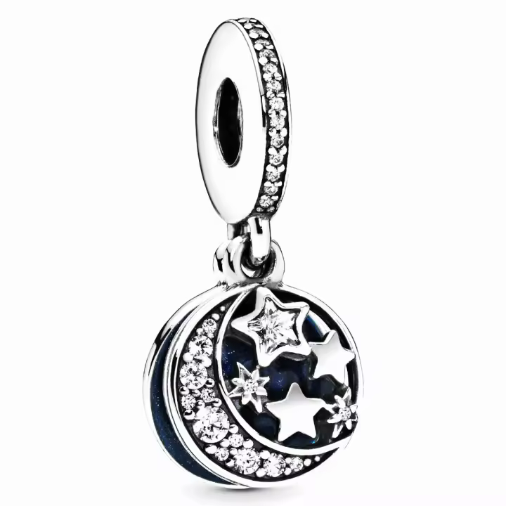 Pandora Charm de Colgante en Plata de Ley Ancanto Luna Cielo Estrellado  791993CZ，Incluye Caja Original - 1