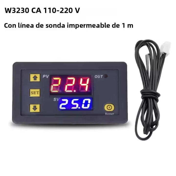 Controlador Digital Mini De Temperatura W3230 Con Sensor Regulador Termostato Calentamiento Frío 12V 24V 220V Para El Hogar - 1