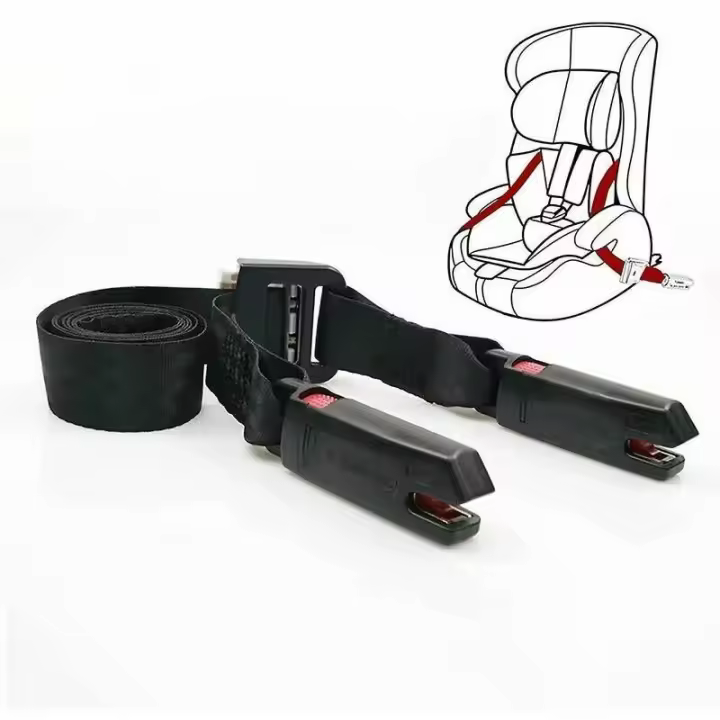 Correa Isofix para asiento infantil general, cinturón Isofix Ltuikhq Operación con un solo botón Poliéster suave Negro 5.25 pies Resistencia 15000N - 1