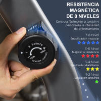 HOMCOM Bicicleta Estática con Respaldo Bicicleta de Ejercicio de Fitness con 8 Niveles de Resistencia Magnética Longitud Ajustable Pantalla LCD para Casa Oficina Gimnasia Gris - details 3