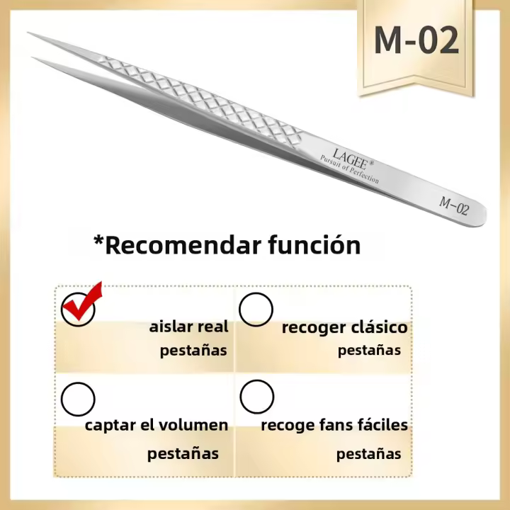 Aguja Para Pestañas LAGEE De Acero Inoxidable 420 Con Agarre De Diamante De Lujo Precisión En Volumen Para Maquillaje De Cejas - 1
