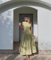 Vestido Maxi De Verano Para Mujer Elegante Y Chic Con Plegado Y Patchwork En Negro Cuello Media-Torço Manga Corta Cintura Alta A-Line Para Oficina Y Calle - details 25