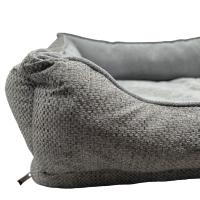 Cama para perros y gatos textura sofa con base rellena de Fibra Hueca y Espuma Acolchonada, Disponible en 3 tamaños, diseño Confort Minimalista en Gris - details 3