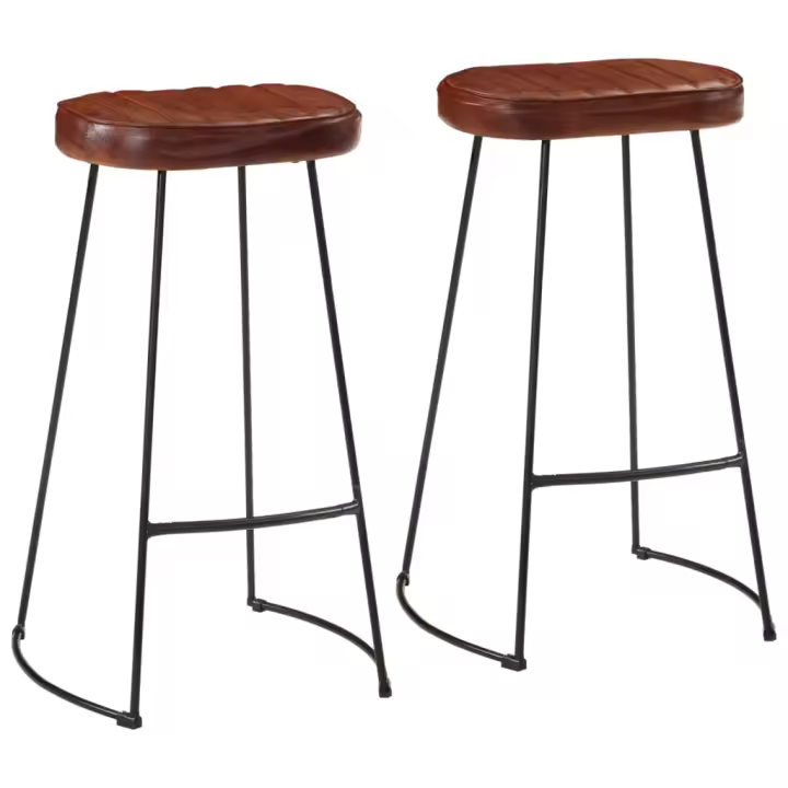 vidaXL Taburetes de bar Gavin 2 uds marrón oscuro 44x37,5x78 cm - 1