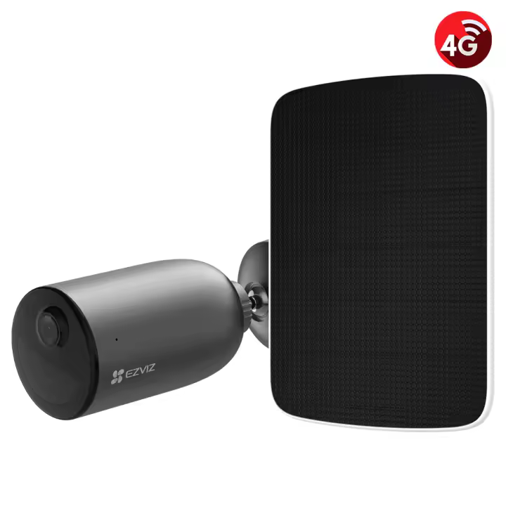 Ezviz EB3 4G + Panel solar Cámara de seguridad Conectividad 4G Resolución 2K Defensa activa Visión nocturna en color Compresión de vídeo H.265 Diseño resistente a la intemperie Batería recargable 5200 mAh - 1