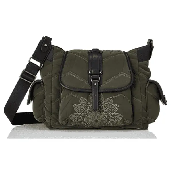 Bolso Mujer Desigual Soko Kyoto Verde Oscuro - Diseño Acolchado y Bordado Grande Estilo bandolera - 1