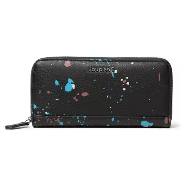 Cartera Mujer Desigual Sky Splatting Zip Around 20WAYP44 Negra 20x10x2.5cm - 1