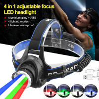 Linterna Frontal LED Super Brillante Ajustable En Rojo Verde Azul Y Blanco Para Pesca Al Aire Libre Impermeable Para Camping Y Exploración De Cavernas - details 0
