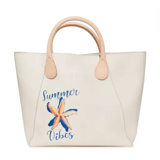 OBAG — Cod. COMP25ST  Bolso de mano, mujer, doble mango, bicolor, con logo, grande - 1