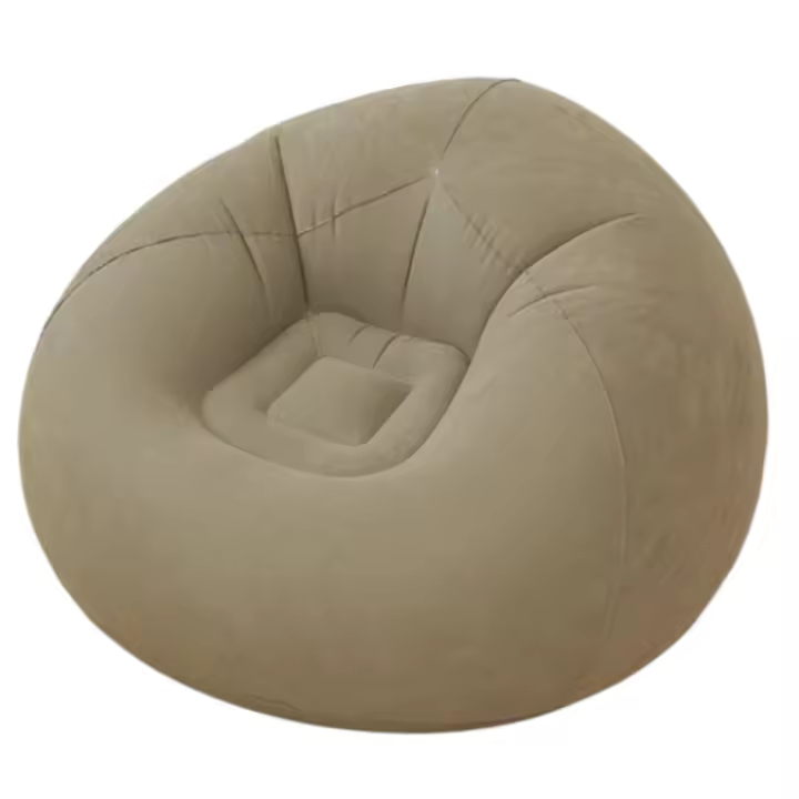 Sillón Hinchable Individual 110x110x85cm puff para Interior y Exterior con Válvula de Seguridad con Superficie Suave Bomba hinchado incluida, Color Marrón Suave - 1
