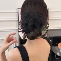 Cinta De Pelo Organza Moda Forma De Intestino Grande Cinta Elástica De Malla Plisada Flor De Cabeza Accesorio De Cabello Para Mujer - details 1