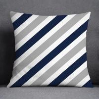 Funda De Cojín De Poliéster Con Patrón Geométrico En Azul Y Gris Suave Para Sofá Decoración Del Hogar Cojín De Viaje - details 5