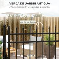 Outsunny Puerta de Jardín Puerta para Valla de Acero Galvanizado con Decoración de Flechas Cerradura y Llaves Puerta para Exterior Patio 107x204 cm Negro - details 3