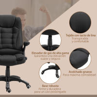 Vinsetto Silla de Masaje con 6 Puntos de Masaje Silla de Escritorio Reclinable hasta 130° con Función de Calefacción Altura Ajustable y Ruedas para Estudio 68x72x110-120 cm - details 6