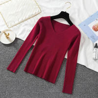 Suéter Zoki Para Mujer De Manga Larga Cuello En V Estilo Básico Casual Otoño Invierno Suave Elástico Solido Ajustado - details 9