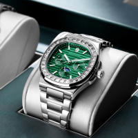 Reloj De Cuarzo Para Hombres SAPPHERO En Color Rosa Oro Resistente Al Agua Con Diamantes Reloj De Pulsera Moda Regalo Nuevo Material De Correa Acero Inoxidable - details 7