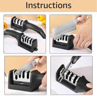 Afilador De Cuchillos De 3 Segmentos Para Cocina Multifuncional Portátil Con Piedra De Afilar Negra Material De Carburo De Tungsteno - details 5