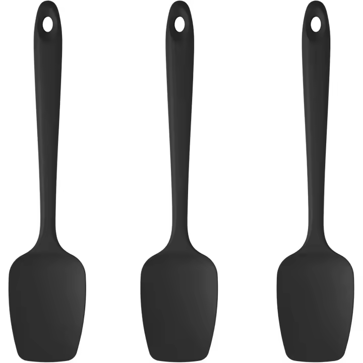 Juego de 3 espátulas de silicona U-Taste: Raspador de goma flexible de grado alimenticio resistente al calor a 315 °C (negro) - 1
