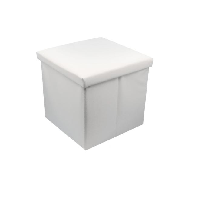 Puff Ottoman Almacenaje Plegable Polipiel 38x38x38CM BOURDEUS, BLANCO, NEGRO, AZUL, VERDE, MARRON, ROJO.