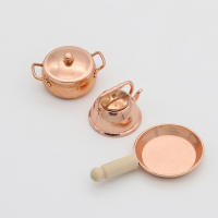 Miniatura De Sartén De Bronce Para Muñecas De 1:12 Con Kit De Cocina Incluido Para Decoración De Casas De Muñecas - details 4